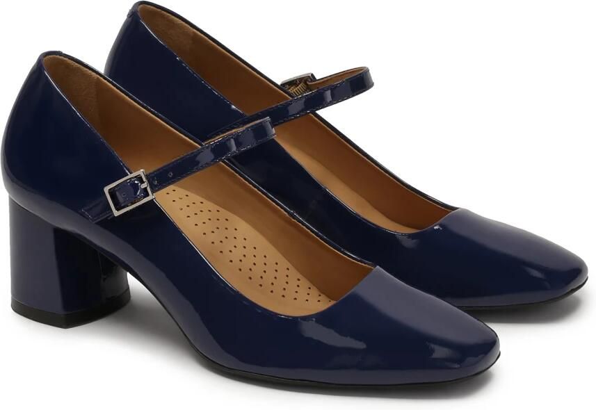 Kazar Donkerblauwe gelakte pumps met lage hak
