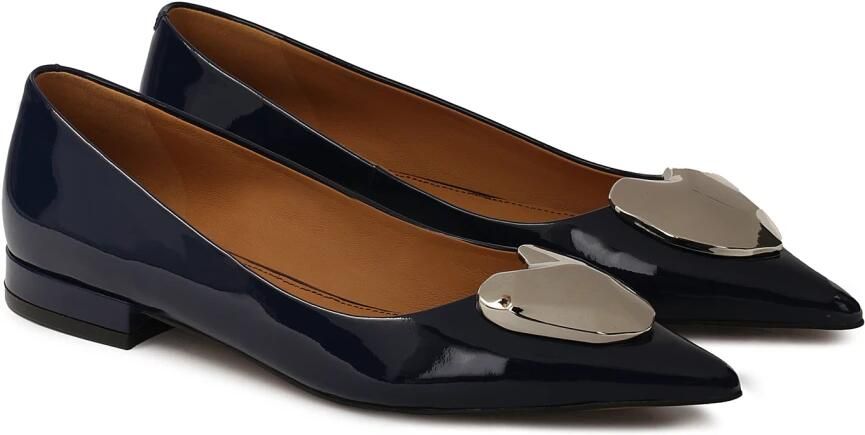 Kazar Donkerblauwe platte pumps met grote versiering