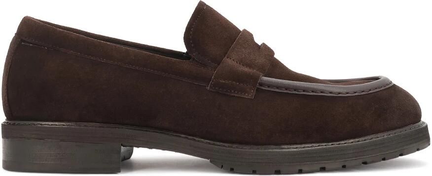 Kazar Donkerbruine suède loafers