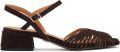Kazar donkerbruine suède sandalen met fijne bandjes - Donkerbruin