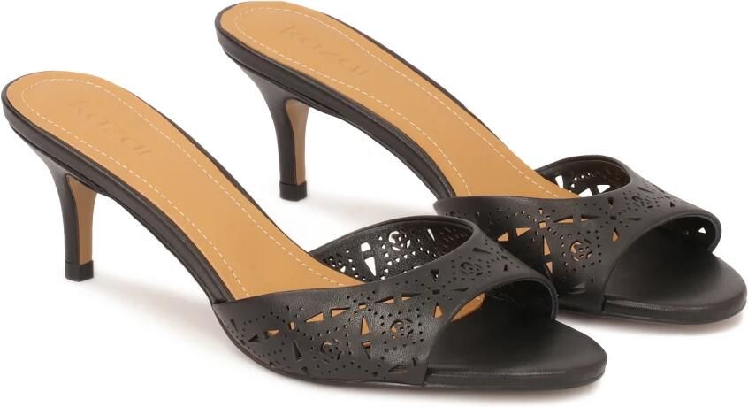 Kazar Elegante Zwarte Slippers met Openwork Patroon