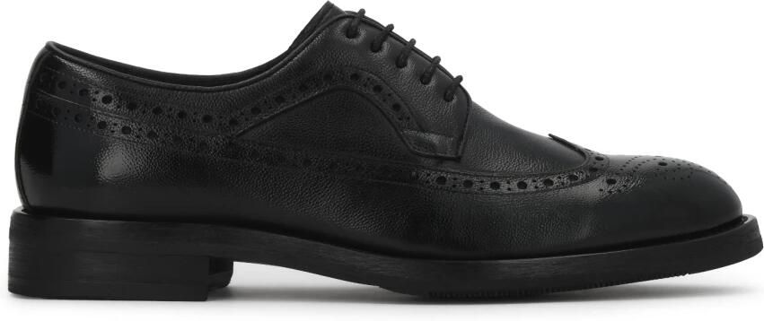 Kazar Black leather derby shoes with openwork embellishment Brogues