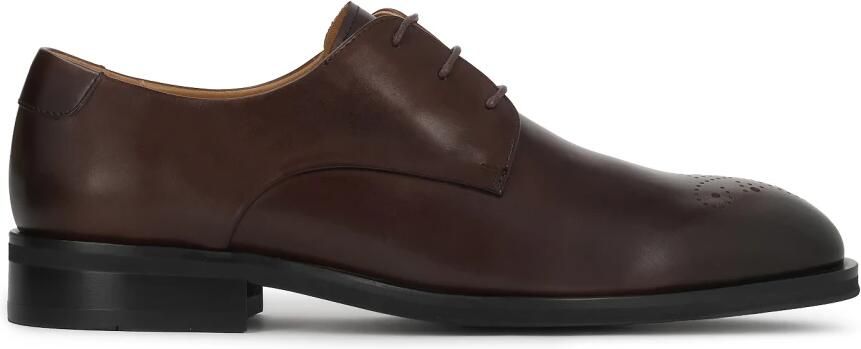 Kazar Brown leather derby with subtle openwork brogue