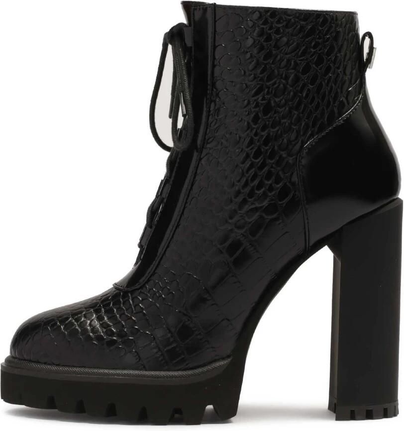 Kazar Gestanste leren laarzen met hak en dikke zool.Dit product valt klein uit. - Foto 2