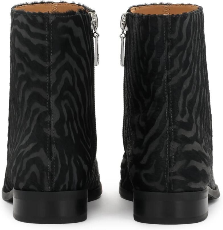 Kazar Gestreepte leren laarzen met natuurlijke haareinde