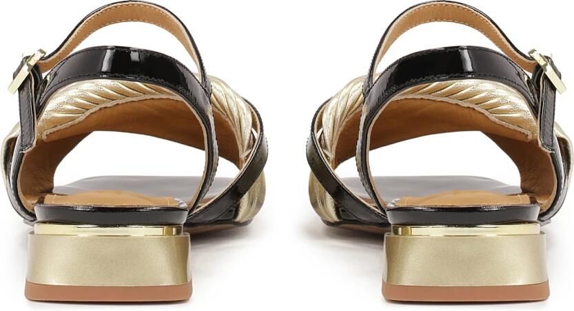 Kazar Goud-zwarte lage sandalen met hak