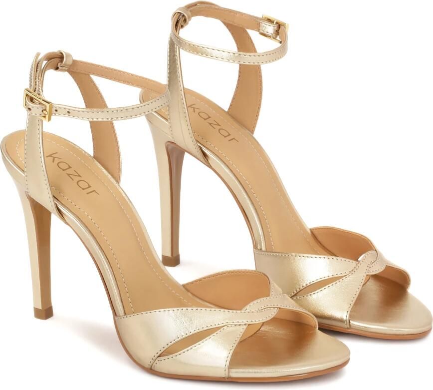 Kazar Gouden leren sandalen met hak