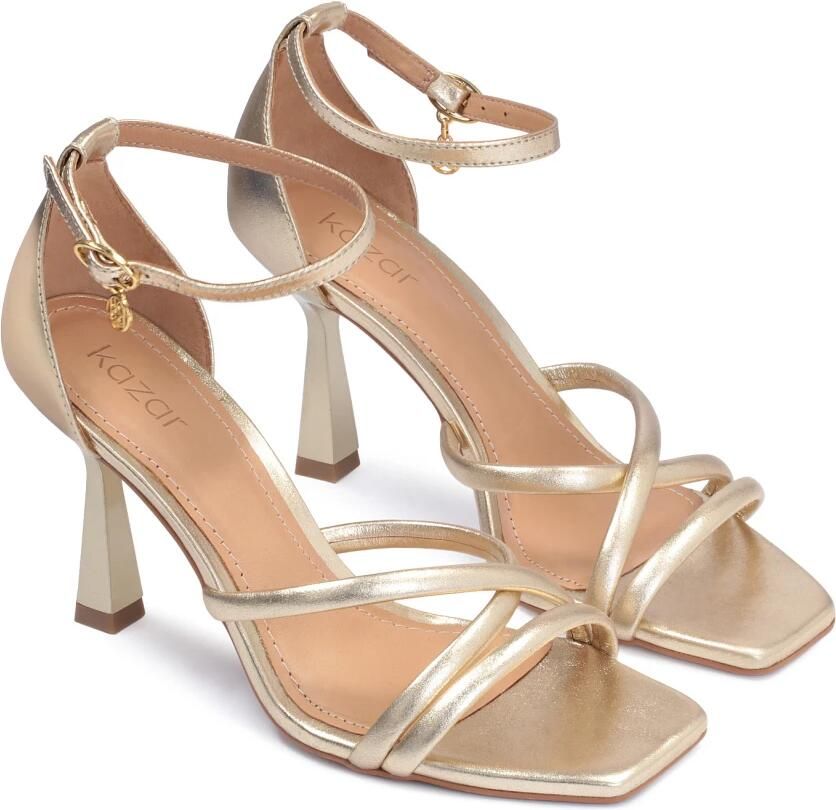 Kazar Gouden sandalen met een bedekte hak en een vierkante neus