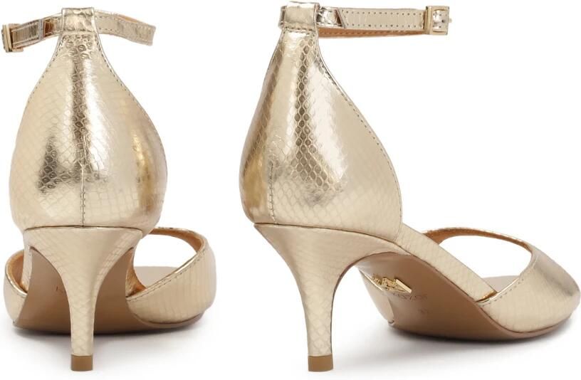 Kazar Gouden sandalen van gestempeld leer met lage hak