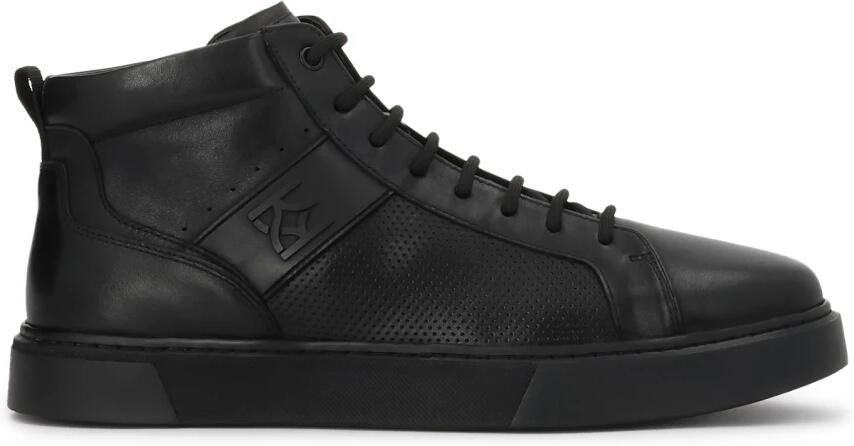 Kazar Heren leren hoge sneakers met perforaties