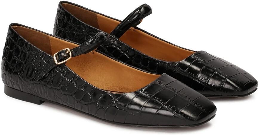 Kazar Gestempeld leren platte zoolpompen Black Dames - Foto 6