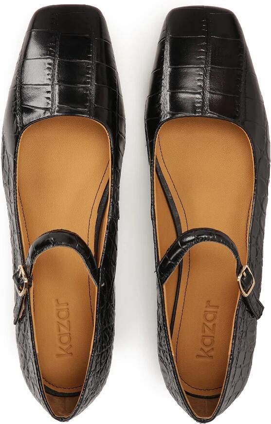 Kazar Gestempeld leren platte zoolpompen Black Dames - Foto 5