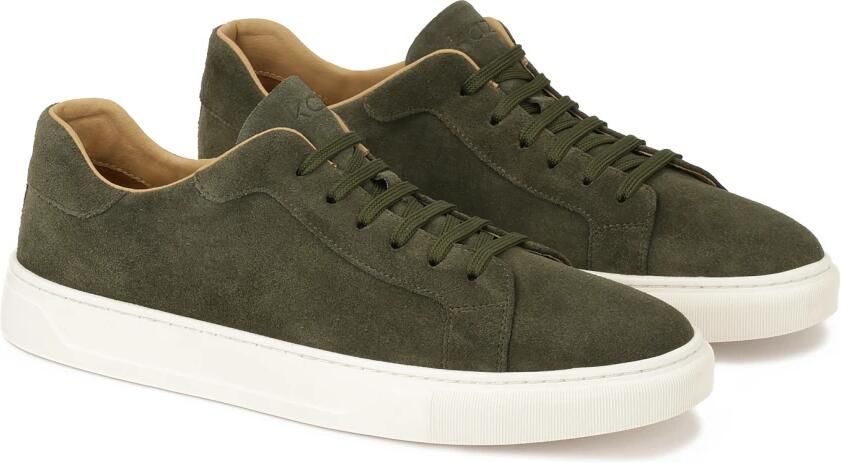 Kazar Khaki suède sneakers op een witte zool - Foto 3