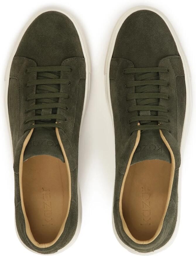 Kazar Khaki suède sneakers op een witte zool - Foto 2