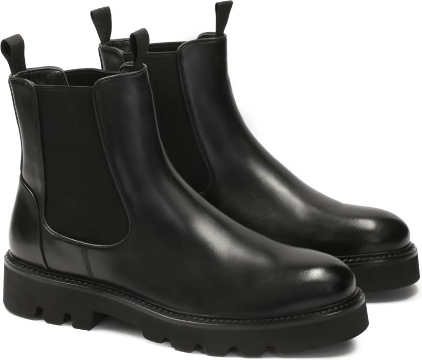 Kazar Klassieke zwarte herenslippers op een klavertjezool