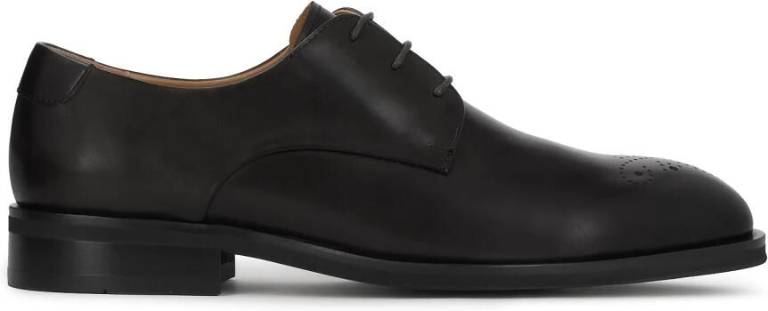 Kazar Black leather derby with openwork brogue embellishment