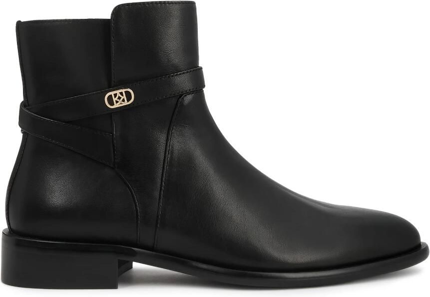 Kazar Leren enkellaarsjes met band en monogram
