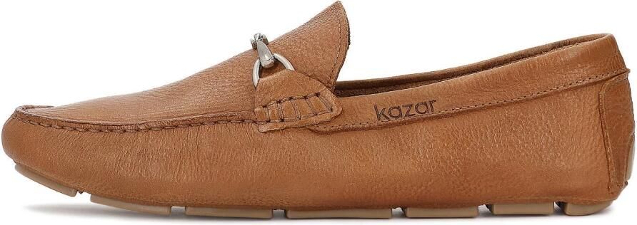 Kazar Brown Genuine leather men's moccasins with smocking - Foto 2