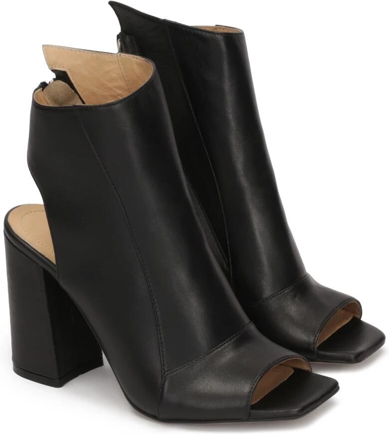 Kazar Leren peep-toe enkellaarsjes met een open neus en hiel