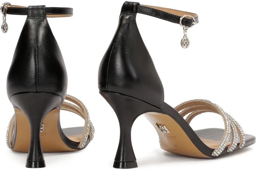 Kazar Leren sandalen op een hak met glanzende bandjes