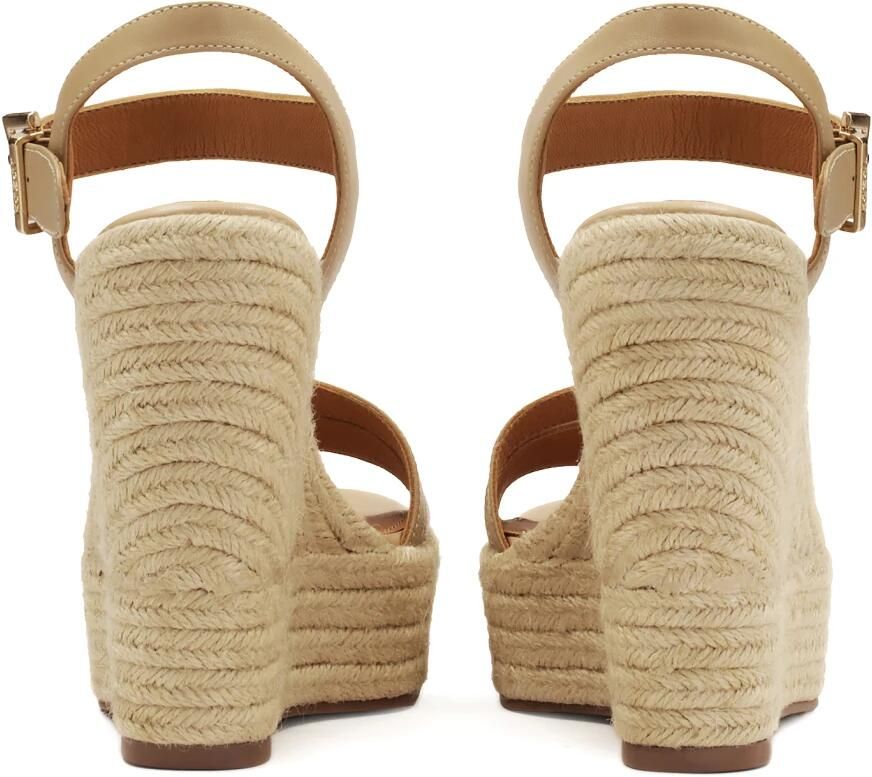 Kazar Leren sandalen op een met koord bedekte hak