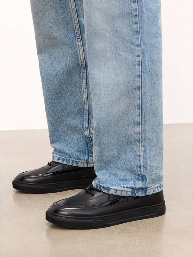 Kazar Leren sneakers met hoge rits en vetersluiting bovenaan