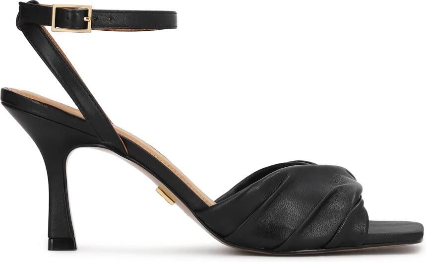 Kazar Black leather stiletto sandals with turned-up belts