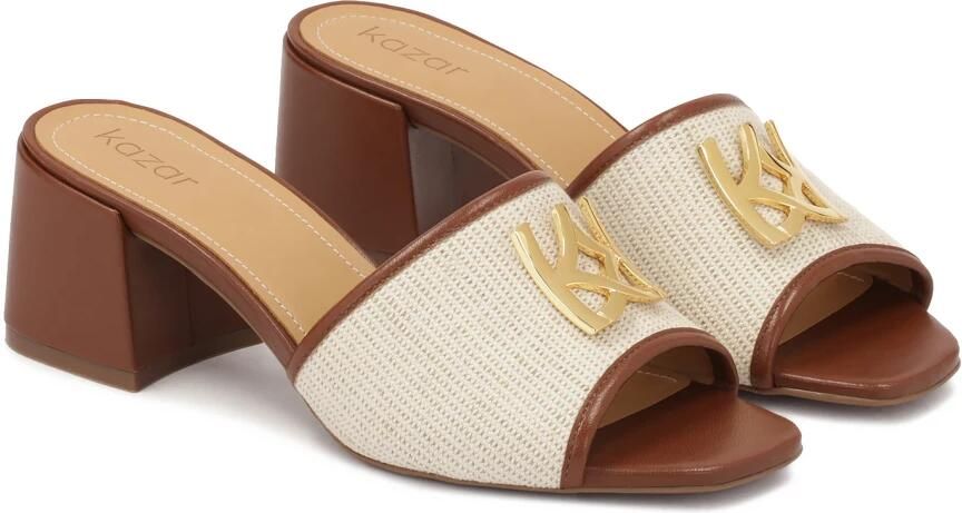 Kazar Leren teenslippers met canvas band
