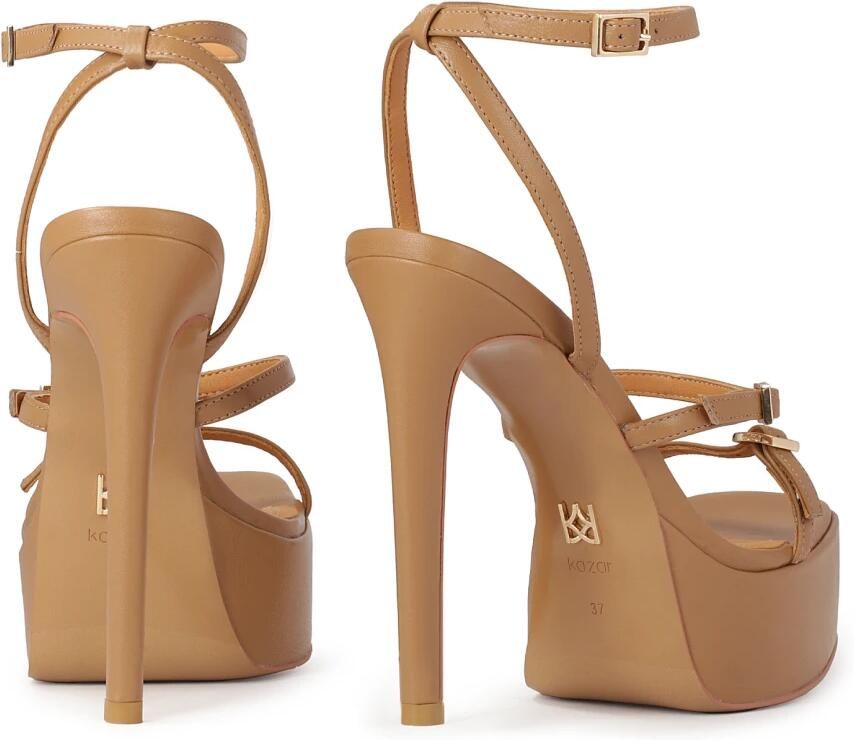 Kazar Lichtbruine platform sandalen