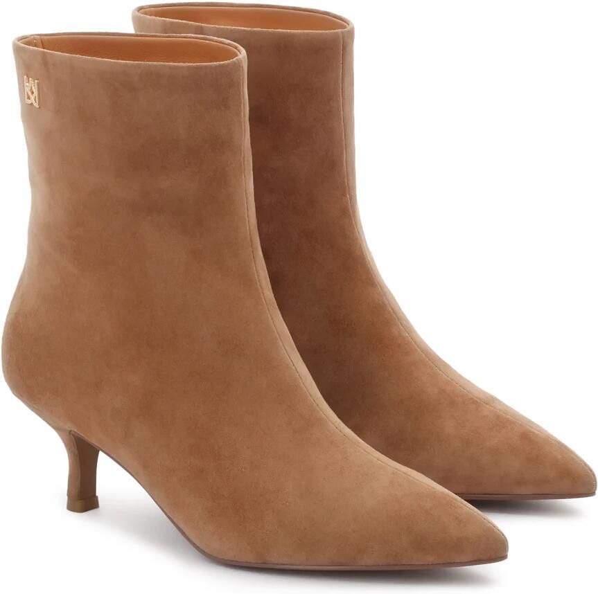 Kazar Lichtbruine suède laarzen op een lage stilettohak