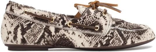 Kazar Patterned moccasins tied with a thong