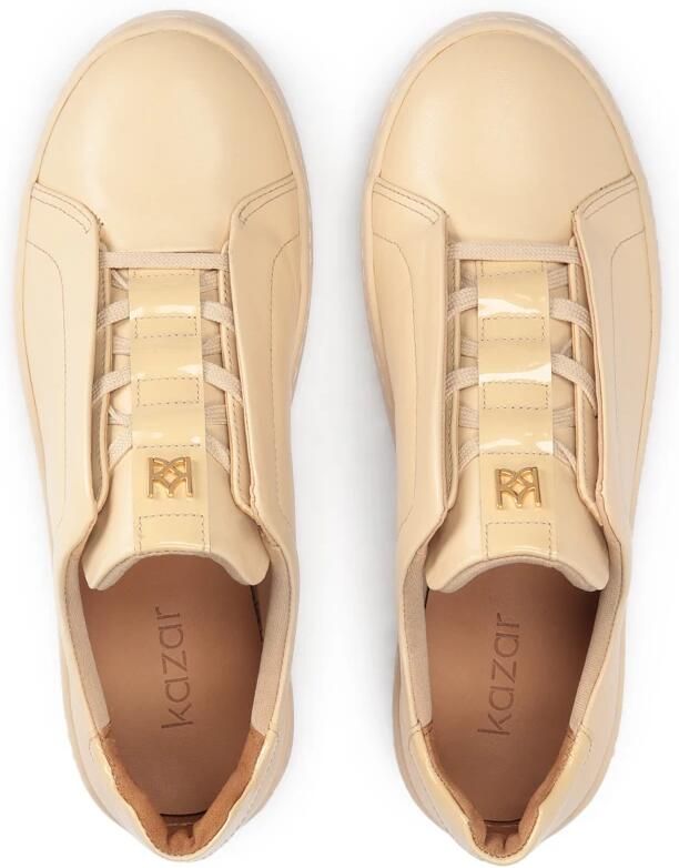 Kazar Leren sneakers op een rechte zool Beige Dames - Foto 2