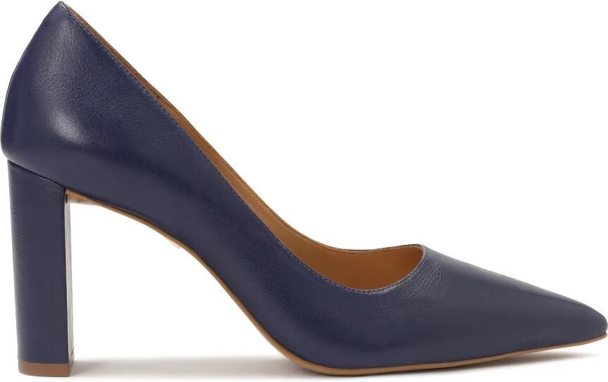 Kazar Navy blue pumps on a post with pointed toe noses