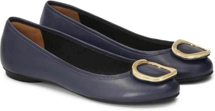 Kazar Marineblauwe leren ballerina's met metalen accenten