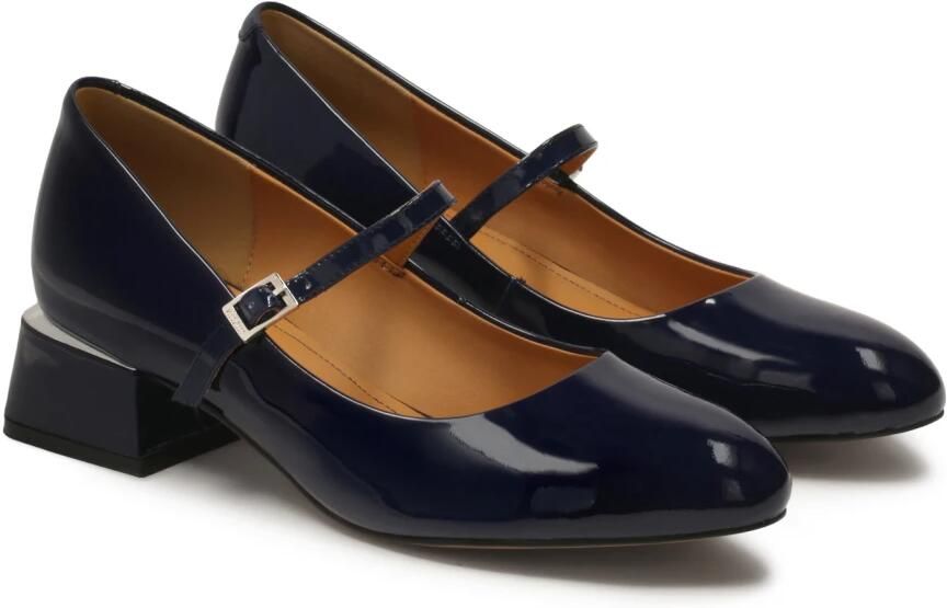 Kazar Marineblauwe pumps met bandjes Siona