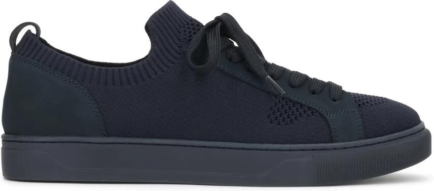 Kazar marineblauwe sneakers van stof en nubuck met trekkoord