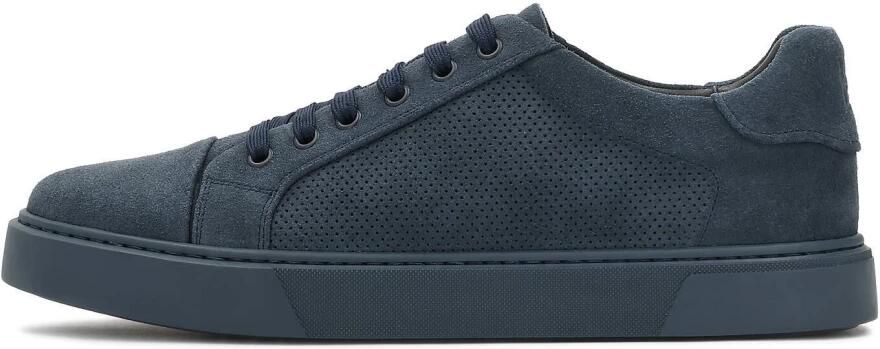 Kazar marineblauwe suède heren sneakers met geperforeerd bovenwerk - Foto 2