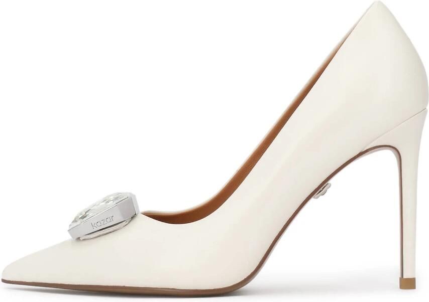 Kazar White leather wedding pumps with large stone in silver setting - Foto 2