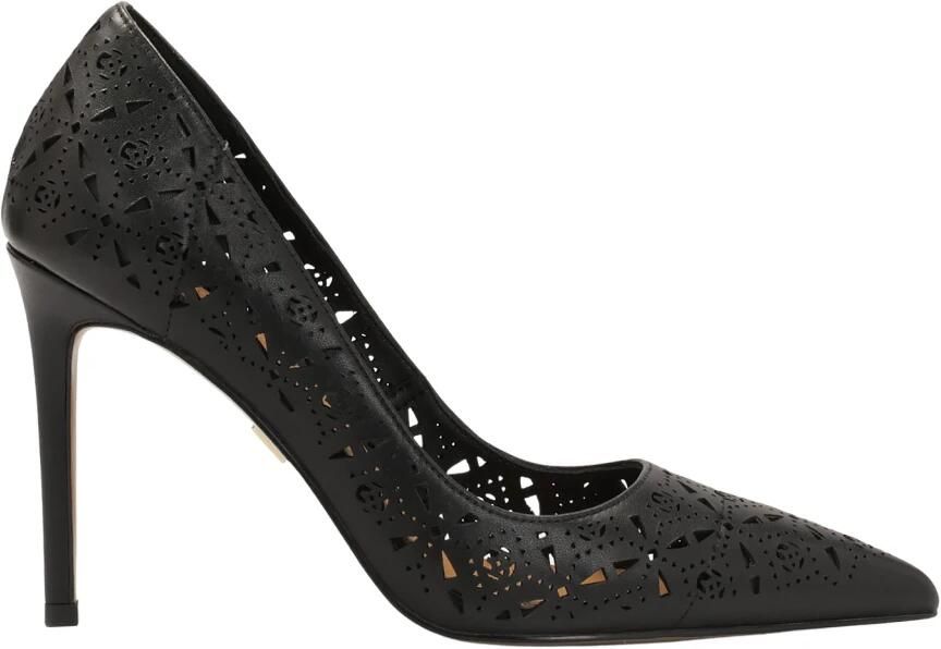 Kazar Zwarte leren pumps met opengewerkt patroon