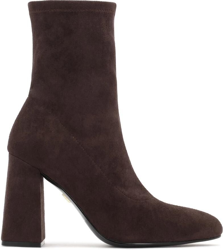 Kazar Brown fabric heeled boots