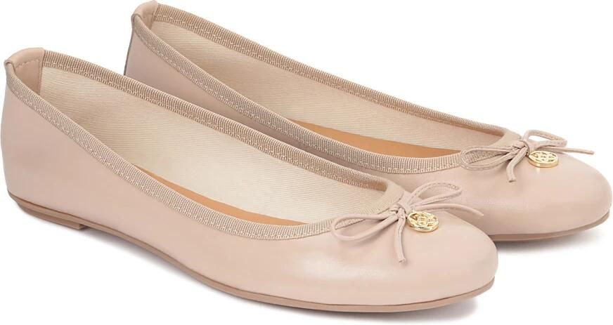 Kazar Nude leren ballerina's met strik en metalen label