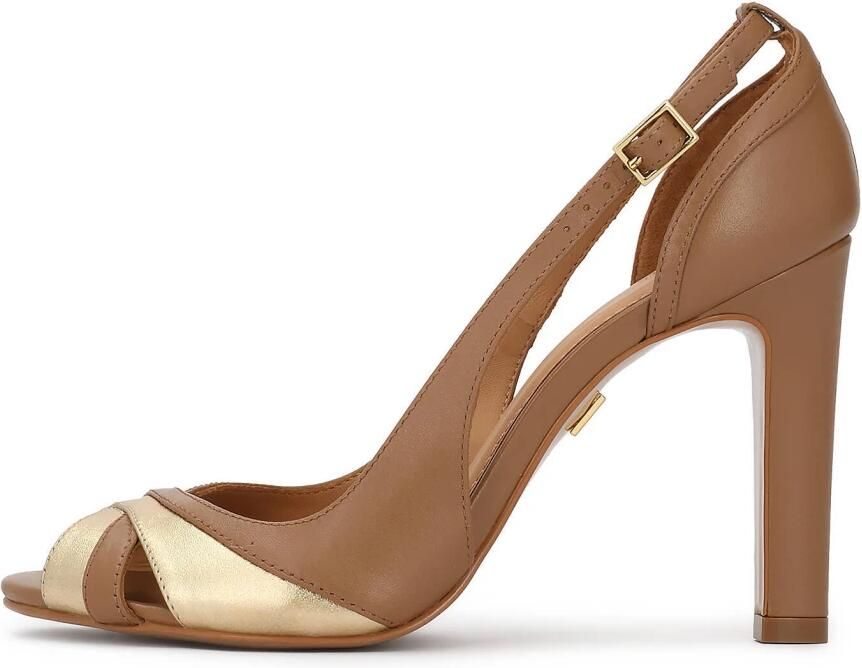 Kazar Brown and gold peep-toe pumps - Foto 2