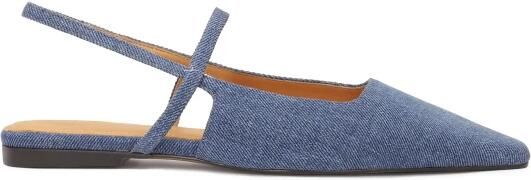 Kazar Platte denim pumps met verlengde neus