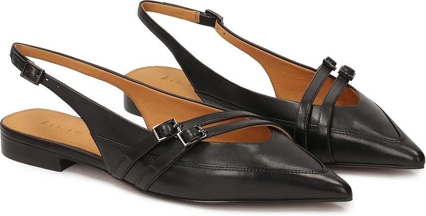 Kazar Platte slingback pumps van zwart leer