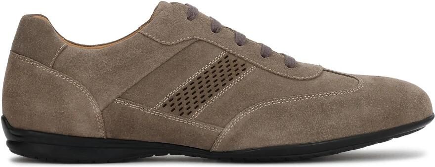 Kazar Men's suede shoes in taupe shade with perforations