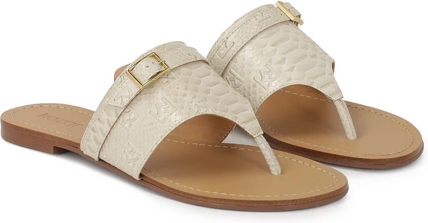 Kazar Embossed leather flat flip flops - Foto 3