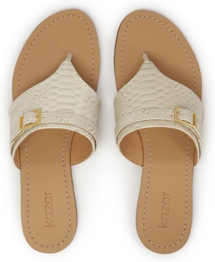 Kazar Embossed leather flat flip flops - Foto 2
