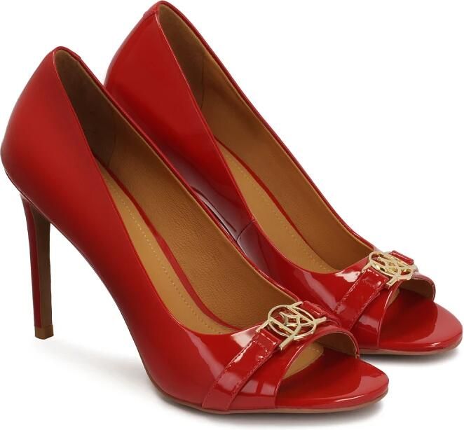 Kazar Red patent leather pumps with cutout on toe - Foto 5