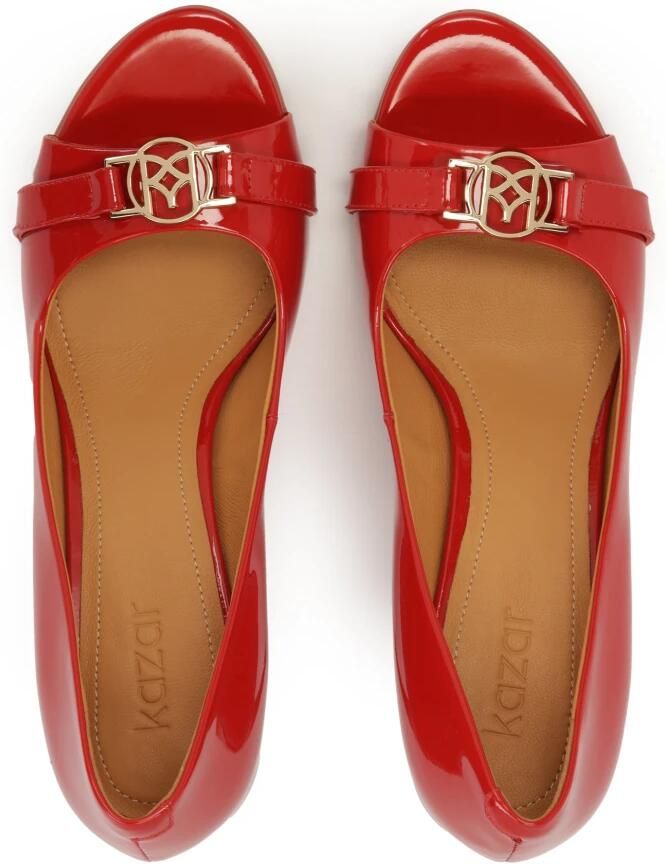 Kazar Red patent leather pumps with cutout on toe - Foto 2