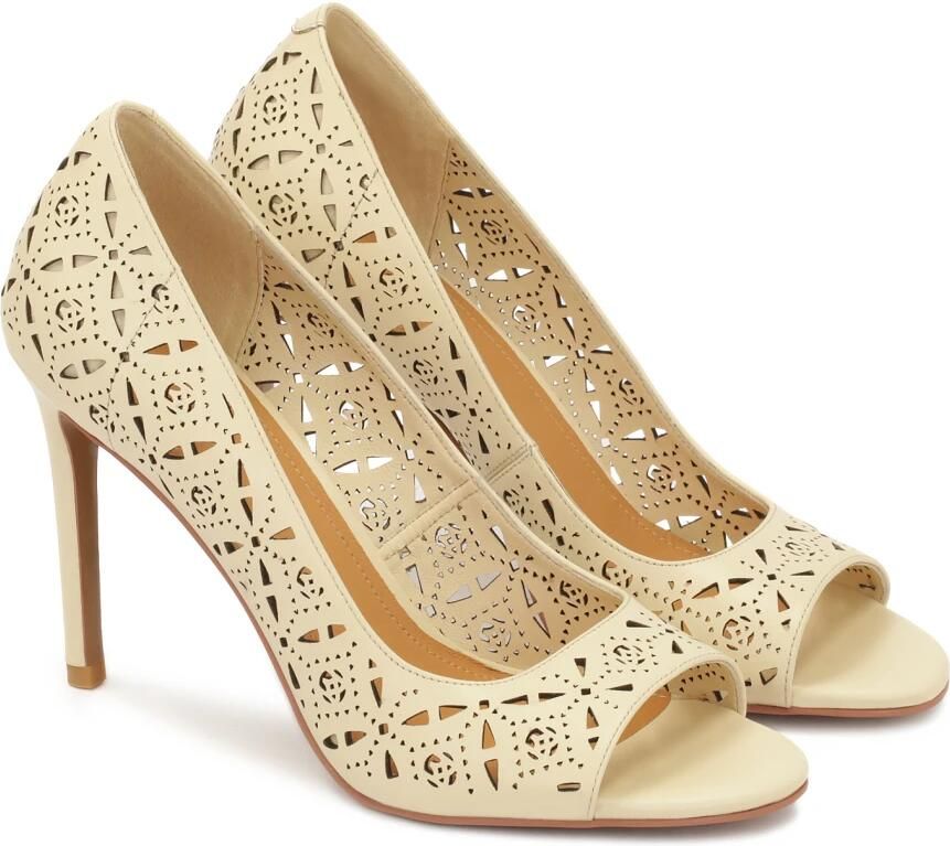 Kazar Roomkleurige peep toe pumps met openwerkpatroon.Dit product valt klein uit. - Foto 2